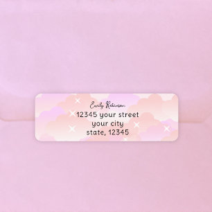 Étiquette Cute Pastel Rose Aesthétique Nuages Retourner l'ad