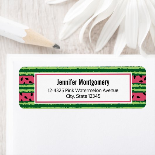 Étiquette Cute pastèque Motif rose et vert (En situation)