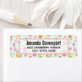 Étiquette Cute Pattern avec Whimsical Animals & Toys (En situation)