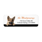 Étiquette Cute Peeking German Shepherd Dog Return Address (Devant)