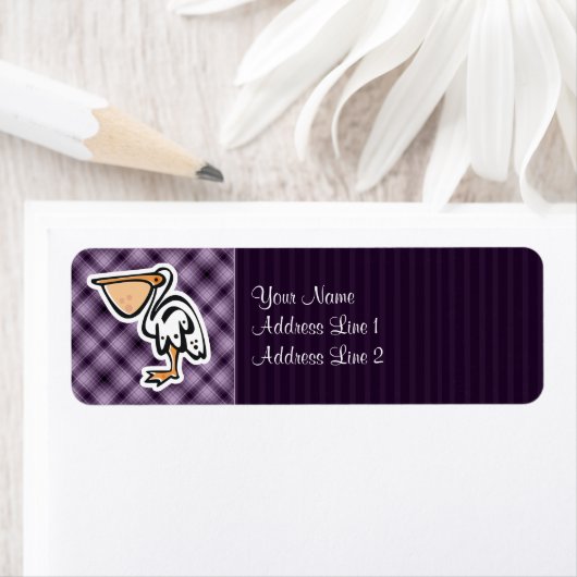 Étiquette Cute Pelican ; violet (En situation)