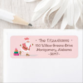 Étiquette Cute Pink Christmas Santa Claus Ice Skating  (En situation)