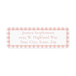 Étiquette Cute Pink Gingham Cottagecore Return Address