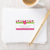 Étiquette Cute Pink Watermelon Pois Chevron Monogram (En situation)