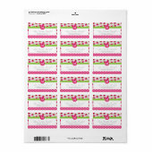 Étiquette Cute Pink Watermelon Pois Chevron Monogram (Feuille entière)