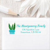 Étiquette Cute Poted Succulent Serpent Plante & Etoiles Blan (En situation)