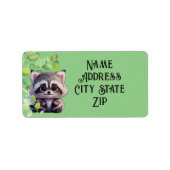 Étiquette Cute raccoon animaux de forêt amis de forêt (Devant)