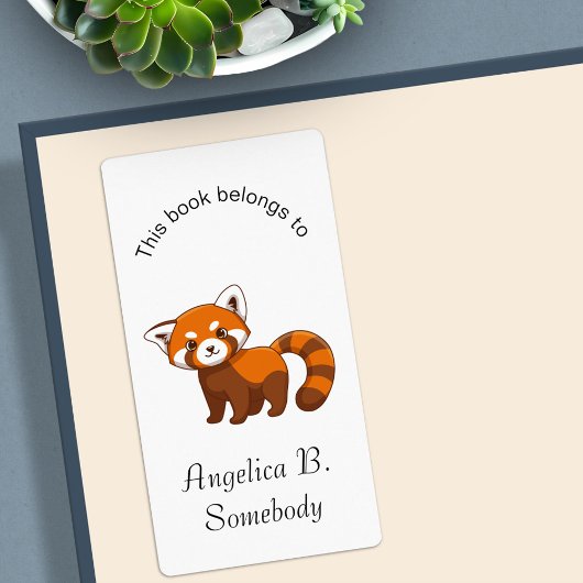 Étiquette Cute Red Panda Bookplate