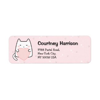 Étiquette Cute Rose Kawaii Cats Sparkle Adresse de retour