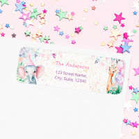 Cute Safari Animaux Fille Anniversaire Adresse de
