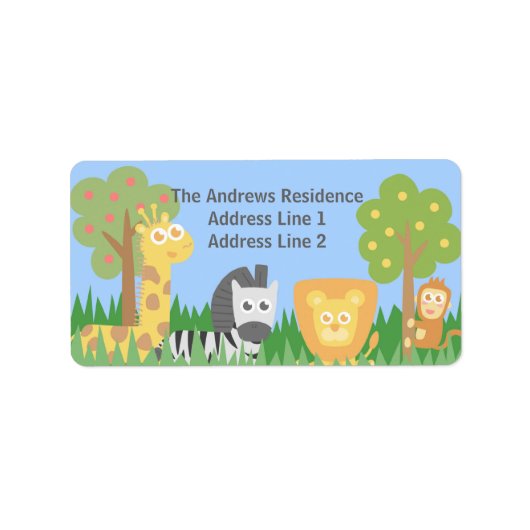 Étiquette Cute Safari Animaux Thématiques Anniversaire (Devant)
