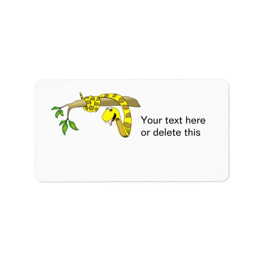 Étiquette Cute serpent jaune caricature dans un reptile d'ar (Devant)