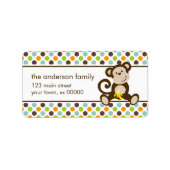 Étiquette Cute singe et Pois (Devant)