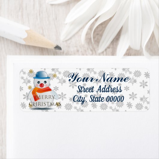 Étiquette Cute Snowman Custom (En situation)