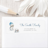 Étiquette Cute Snowman Photography Return Address (En situation)