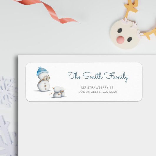 Étiquette Cute Snowman Photography Return Address