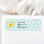 Étiquette Cute Sun; Teal Damask (En situation)