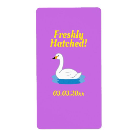 Étiquette Cute Swan thème Baby shower fille (Devant)