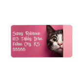 Étiquette Cute Tabby Cat Peeks (Devant)