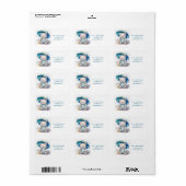 Étiquette Cute Teddy Bear With Umbrella Boy Baby Shower (Feuille entière)