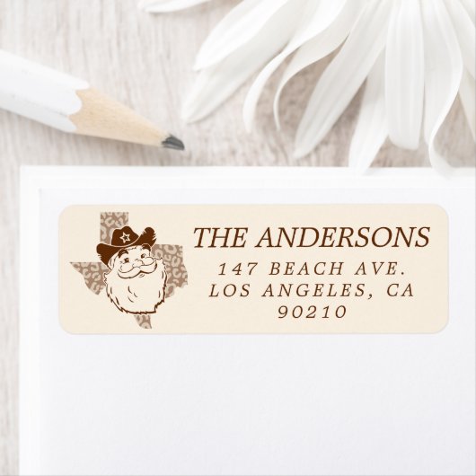 Étiquette Cute Texas Cowboy Santa Claus (En situation)