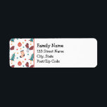 Étiquette Cute thème de Noël Personnalisé<br><div class="desc">Carnet à thème de Noël mignon avec un motif répétitif de sapins verts,  mitaines chaudes en laine,  jarretelles mignonnes et billes rouges sur un arrière - plan blanc. À droite du motif sont des modèles pour ajouter les détails de la visite.</div>