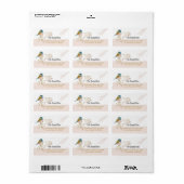 Étiquette Cute Vector Rose Or Chickadee Coeurs d'oiseaux (Feuille entière)