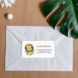 Étiquette Cute Watercolor Lion Safari Animal Baby Shower