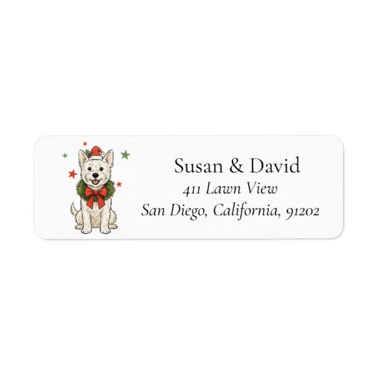 Étiquette Cute Westie White Terrier Dog Wreath (Devant)