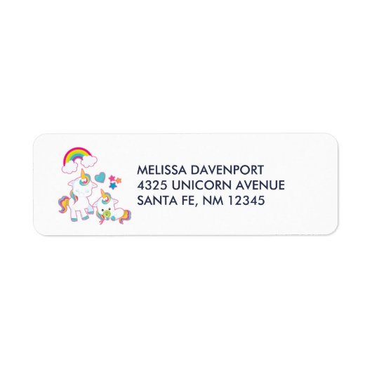 Étiquette Cute White Unicorns Magical Mama & Baby (Devant)