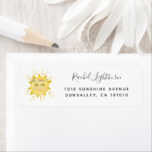 Étiquette Cute Yellow Aquarelle soleil Baby shower Invitatio (En situation)