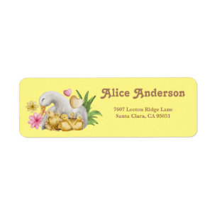 Étiquette Cute Yellow Duck Mom & Baby shower Adresse