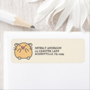 Étiquette Cute Yellow Kawaii Hamster Adresse de retour