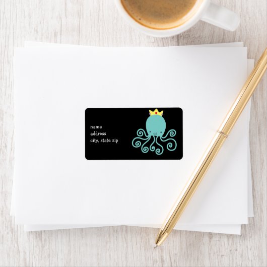 Étiquette Cyan Octopus Princess (En situation)