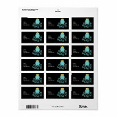 Étiquette Cyan Octopus Princess (Feuille entière)