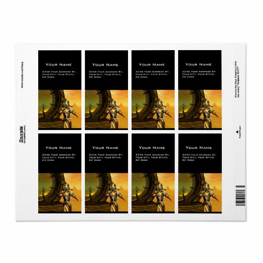 Étiquette CYBORG TITAN DANS LE DÉSERT D'HYPERION Sci-Fi (Feuille entière)