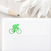 Étiquette Cycliste en vert. (En situation)