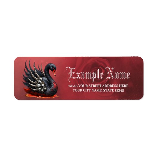 Étiquette Cygne noir d'os – Élégance gothique (Devant)