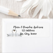 Étiquette cygnes blancs mariages élégants simples (En situation)