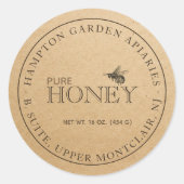 Étiquette d'abeilles Kraft entièrement modifiable (Devant)