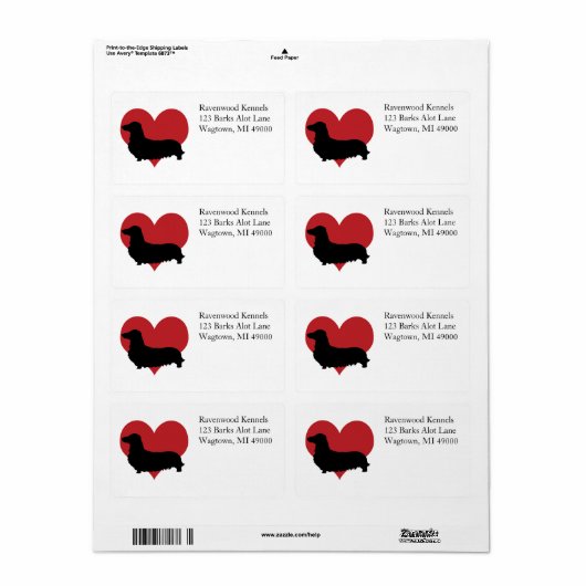 Étiquette Dachshund (Feuille entière)