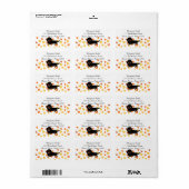 Étiquette Dachshund à poils longs noir et feu 1 (Feuille entière)