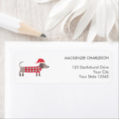 Étiquette Dachshund Chien en Casquette de Noël Adresse de re (En situation)