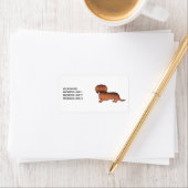 Étiquette Dachshund de dessin animé à poil long rouge sablé  (En situation)