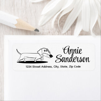 Étiquette Dachshund de dessin animé mignon