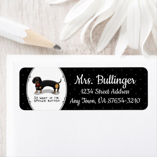 Étiquette Dachshund pourri (S noir & tan) mignon chien (En situation)