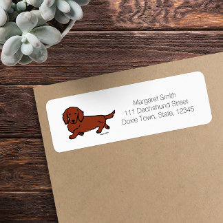 Étiquette Dachshund roux à longs poils 1