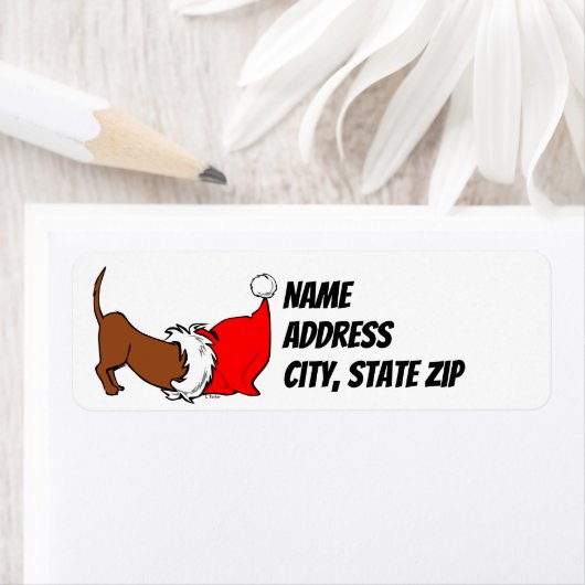 Étiquette Dachshund Santa Hat Christmas Adresse de retour (En situation)
