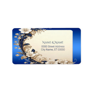 Étiquette d'adresse à embellissement floral blanc