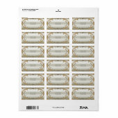 Étiquette d'adresse à fleurs blanches ornées dorée (Feuille entière)